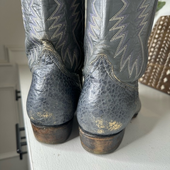 Cristobal Romero Vintage Gray Western Embroidered Cowboy Boots Men's - Size 9 - Picture 8 of 11
